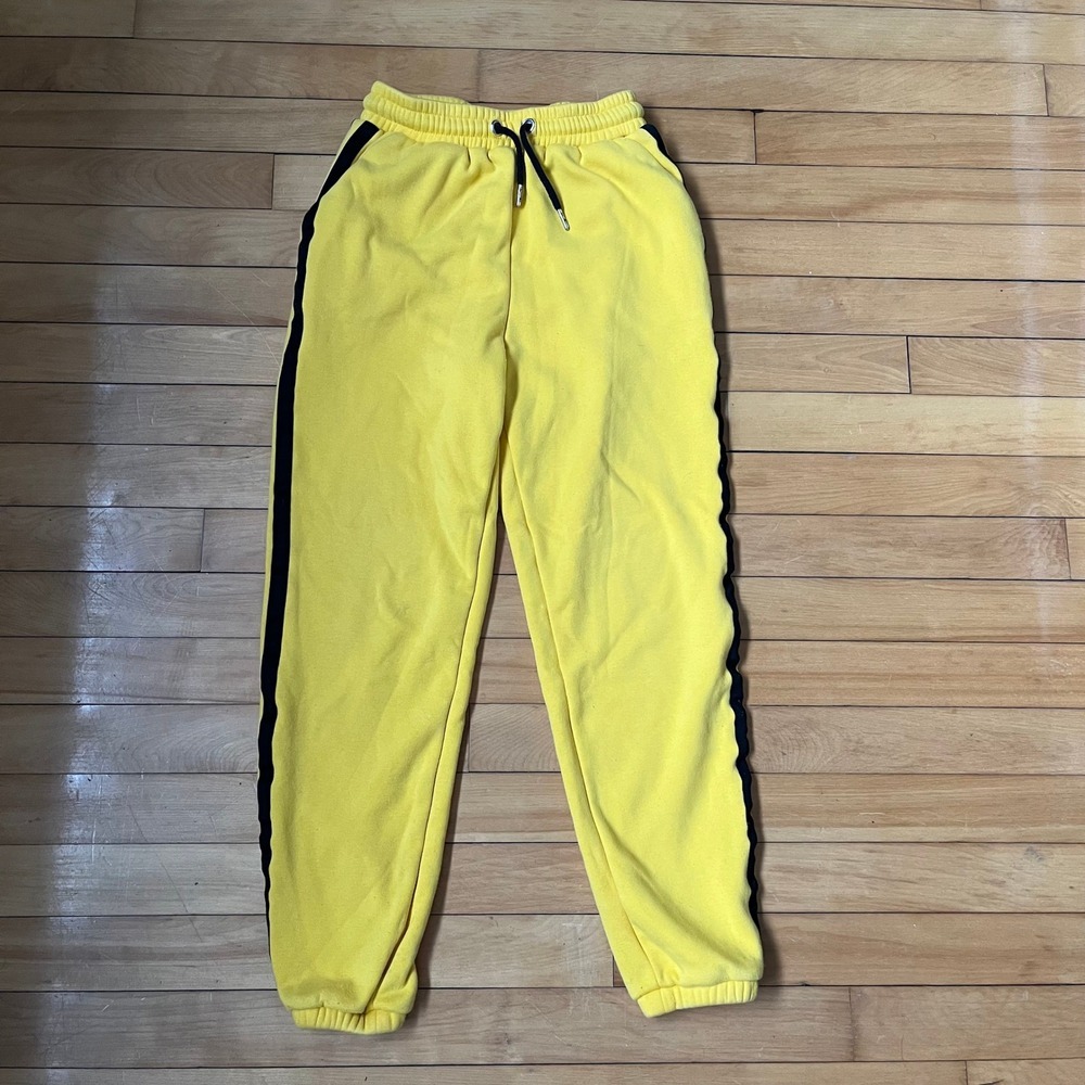 I.AM.GIA Yellow Black Side Stripe Jogger Sweatpants XS High Rise Streetwear